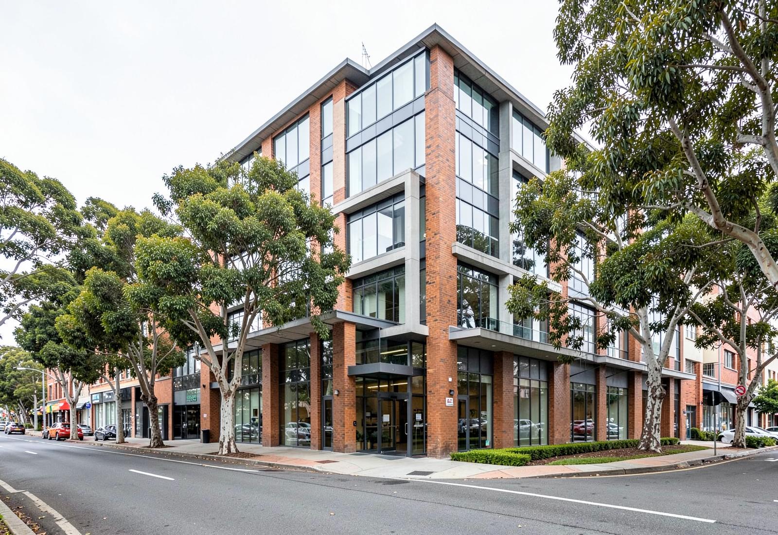 Contemporary brick and glass office building in Melbourne